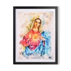 Virgin Mary Watercolor Painting, Digital Download, Madonna Printable Painting, Digital Prints Wall Art Decor, Virgin Mary Religious Gift