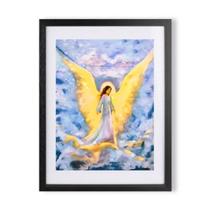 Angel Printable Painting Wall Art, Digital Download, Spiritual Wall Art Prints, Guardian Angel Watercolor Digital Prints, Wall Art Decor