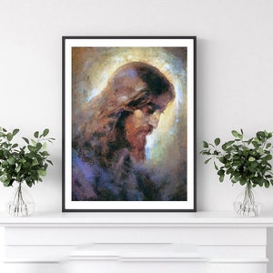 Jesus Christ, Portrait, Jesus Christ Wall Art Prints, Digital Download, Jesus Religious Watercolor Painting, Printable Painting