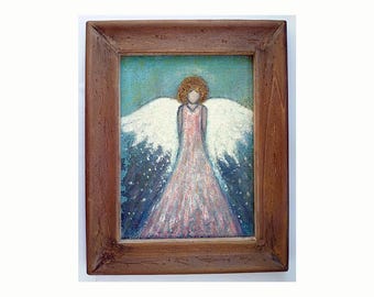 Beschermengel schilderij, engel schilderij 11 x 14 inch in/28 x 35 cm, spirituele muurkunst, verjaardagscadeau muur kunst spirituele schilderij