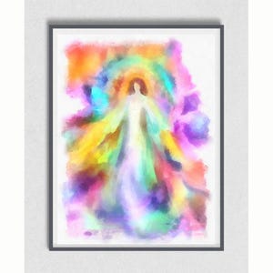 Guardian Angel Wall Art, Digital Download, Spiritual Art, Religious Large Poster, Angel Watercolor Printable Painting, Digital Prints