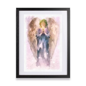 Guardian Angel Wall Art, Digital Download, Religious Gift Wall Art, Angel Watercolor Printable Painting, Digital Prints, Wall Art Decor