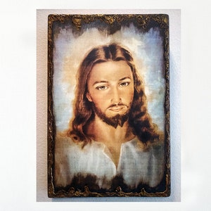 Jesus Christ Icon, Jesus Christ Portrait, Handmade Greek Icon, Aging Techigue, Religious Gift Icon, Wedding Gift, Above Office Art