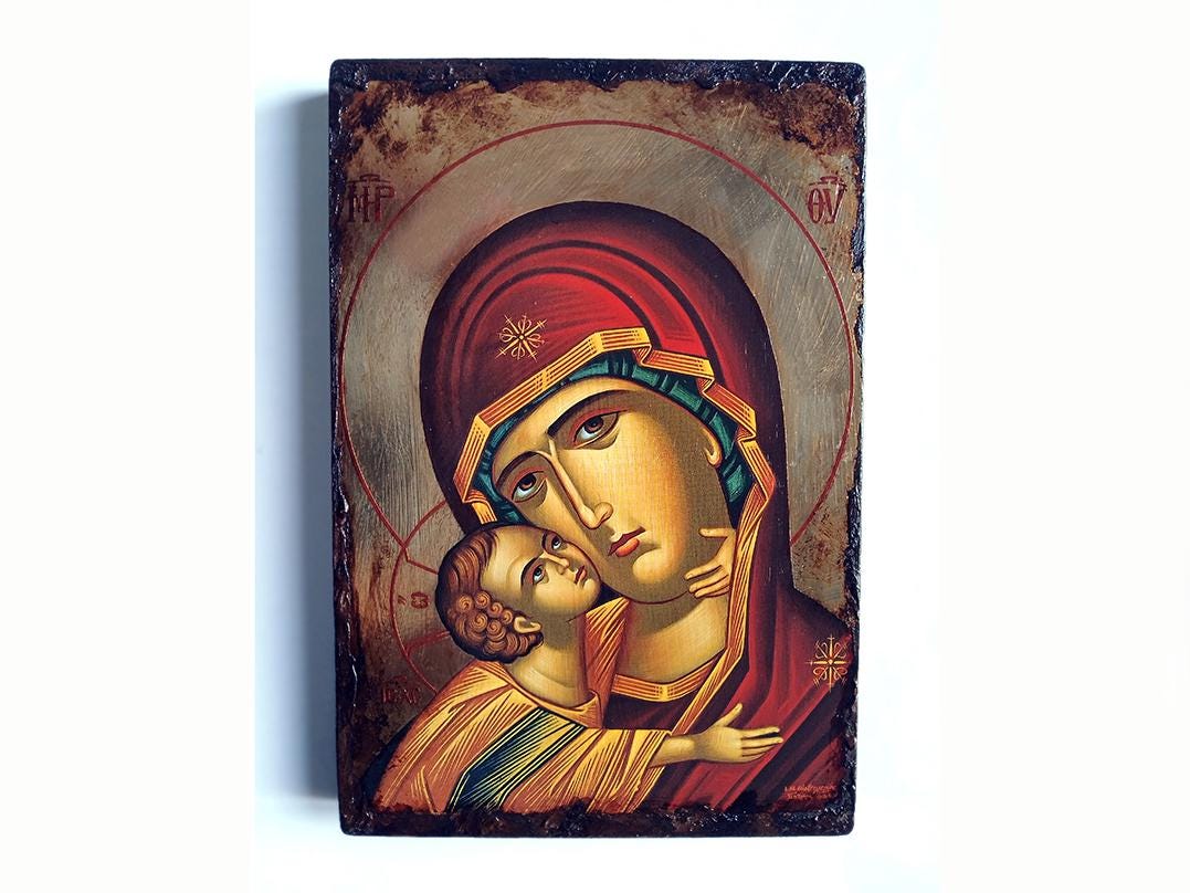 グリコフィルーサ ギリシャ正教アイコン 6インチ×9インチ/15 x 22 cm