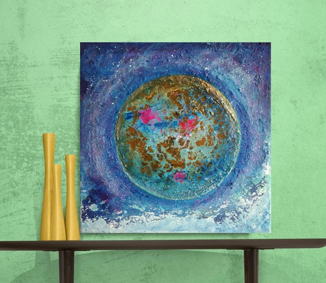 Celestian Abstract Painting, Wall Art, Original Painting, Mixed Media Art, Wall Art Decor