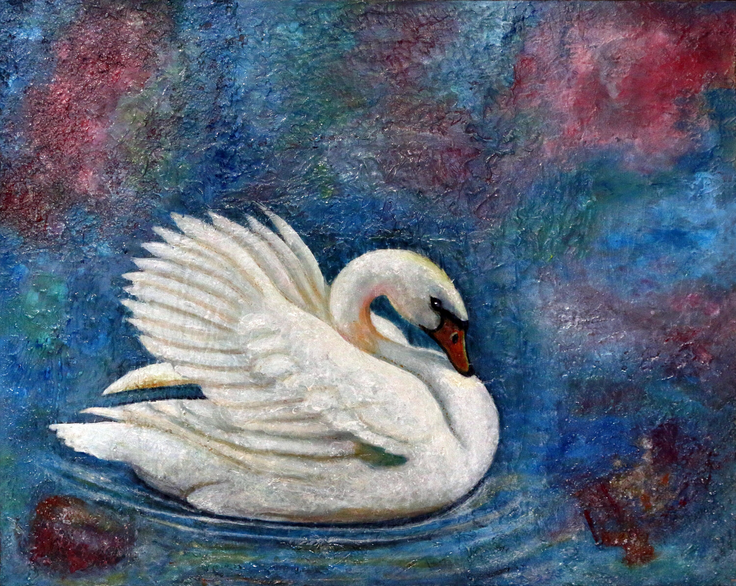 Swan Beautiful Painting, Original Oil Painting, Swan Wall Art Decor ...