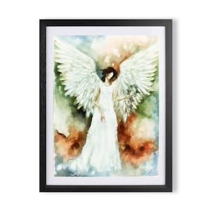 Abstract Guardian Angel Wall Art, Digital Download, Spiritual Art, Angel Watercolor Printable Painting, Digital Prints, Wall Art Decor