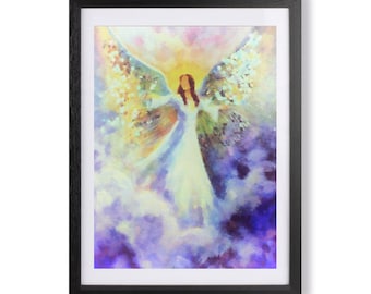 Abstract Guardian Angel Wall Art, Digital Download, Spiritual Art, Angel Watercolor Printable Painting, Digital Prints, Wall Art Decor