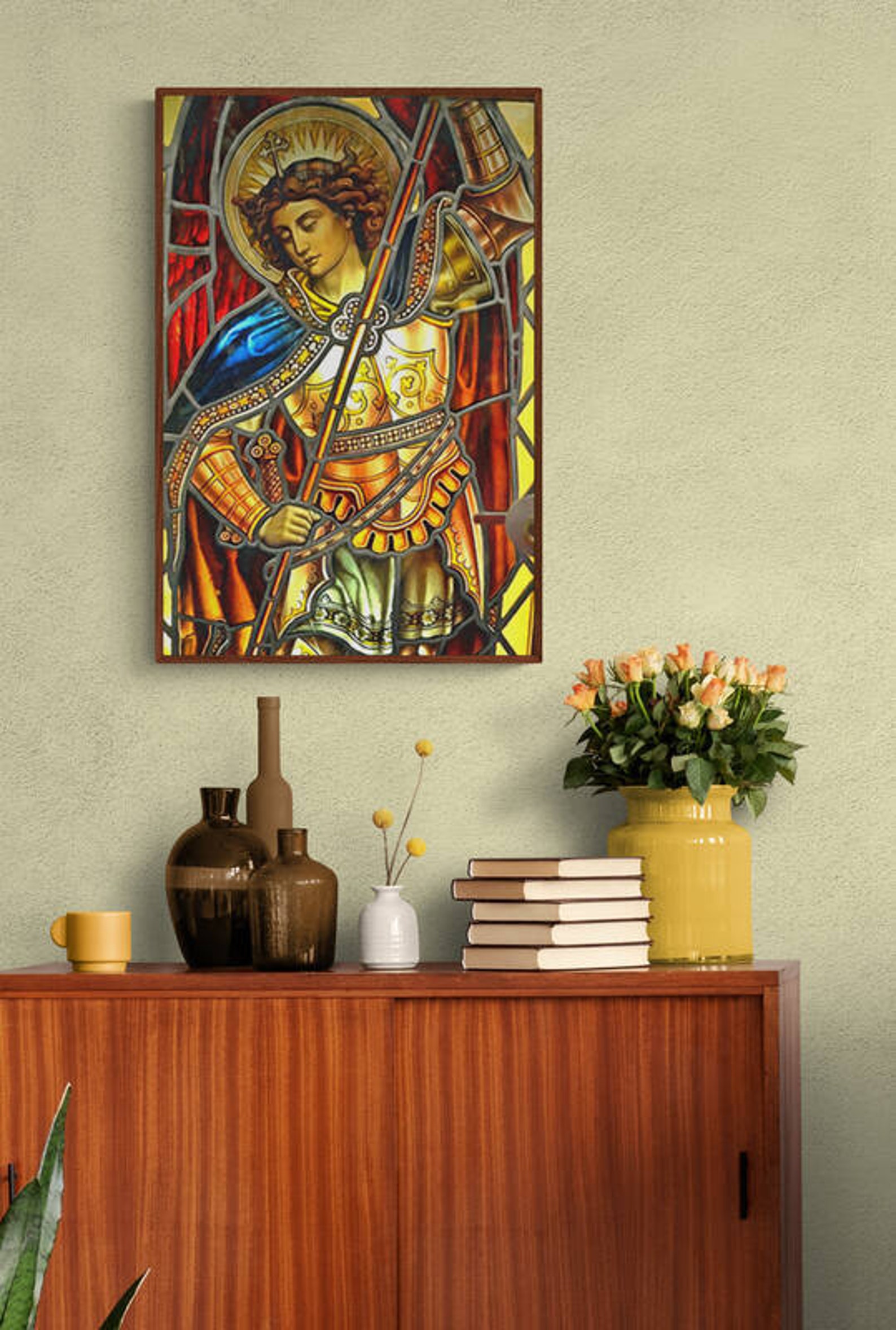 Archangel Michael Wall Art Printable Painting Ready to Hang Etsy