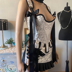 Handmade Black and White Corset Set