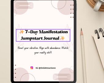 7-Day Manifestation Journal – Law of Attraction Workbook (Digital Download)