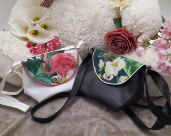 Sac besace orchidée, flamant rose