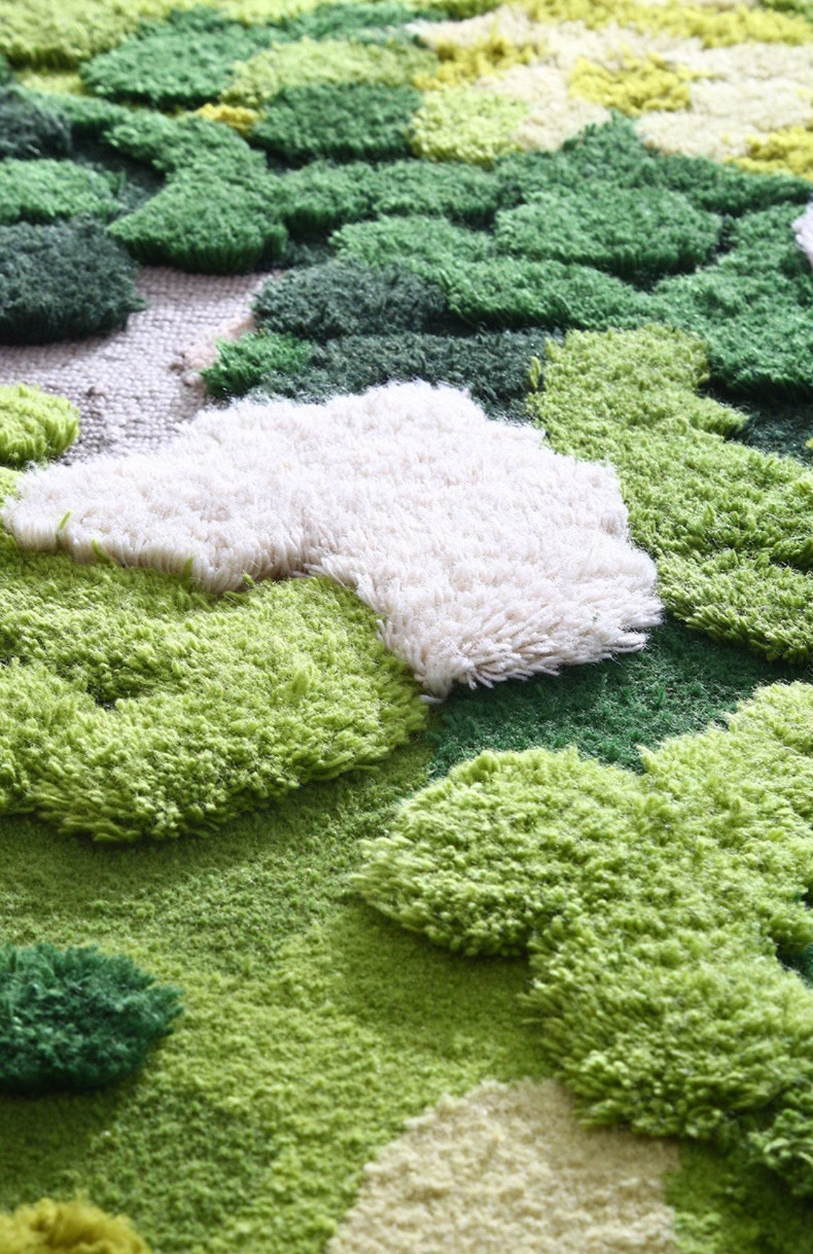 Green forest moss rug indoor garden irregular abstract flower Etsy