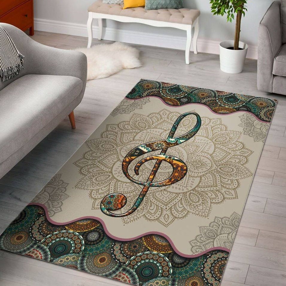 Music Mandala Art Rug Home Decor Area Rugs Print Funny Rug