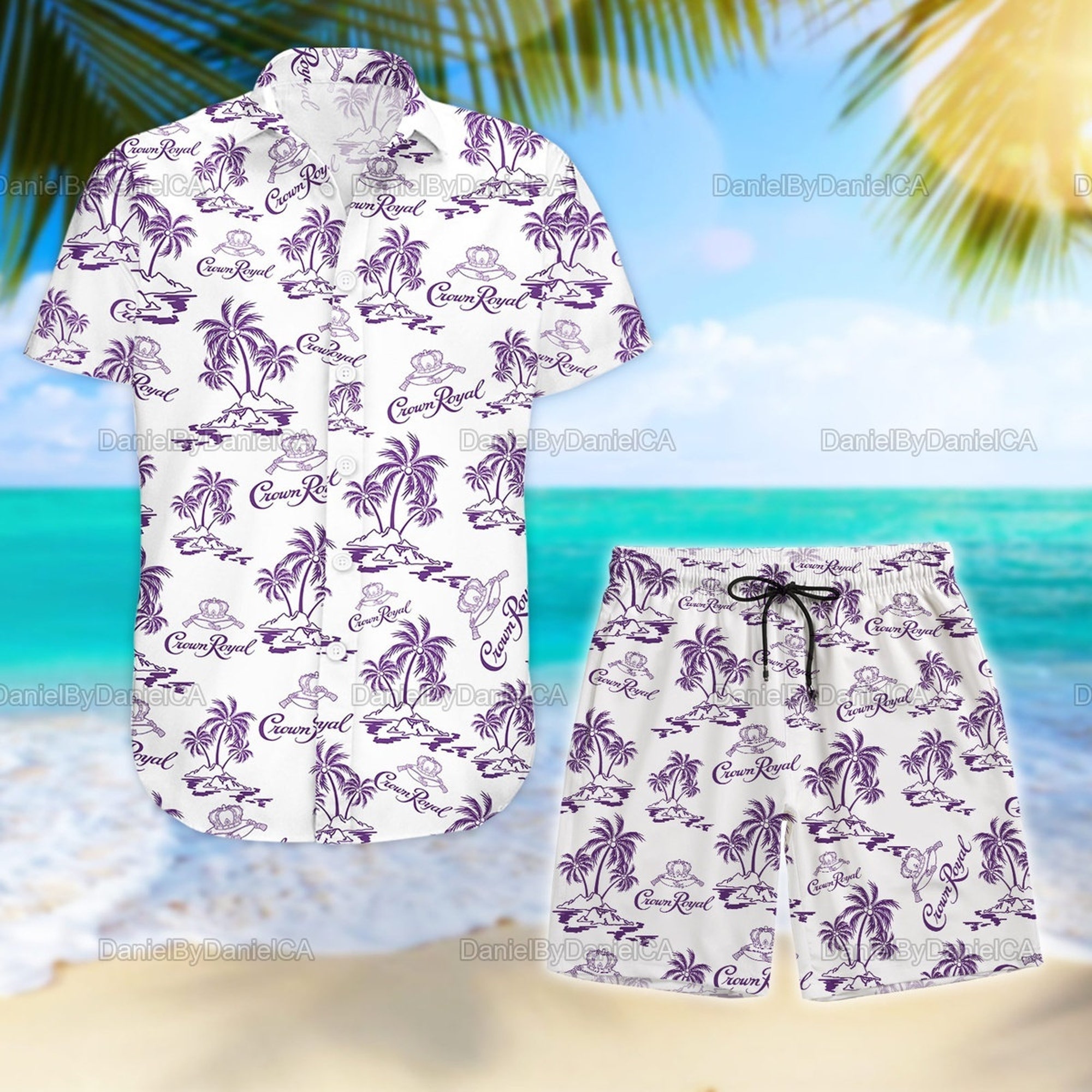 Crown Royal Hawaiian Shirt/ Man Shorts, Tropical Crown Royal Shirt