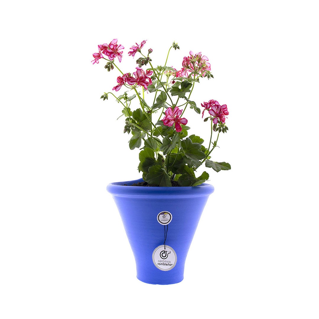 Keramik Hängetopf ‚Orza‘ Blau-weiß Handbemalt – Für Terrasse & Garten, 24x24x16 Cm