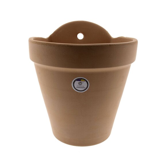 Keramiktopf Aus Rotem Ton – Handbemalter Blumentopf 20x20x17 Cm | Rustikales Design Mit Faden-Nussbaum-Optik