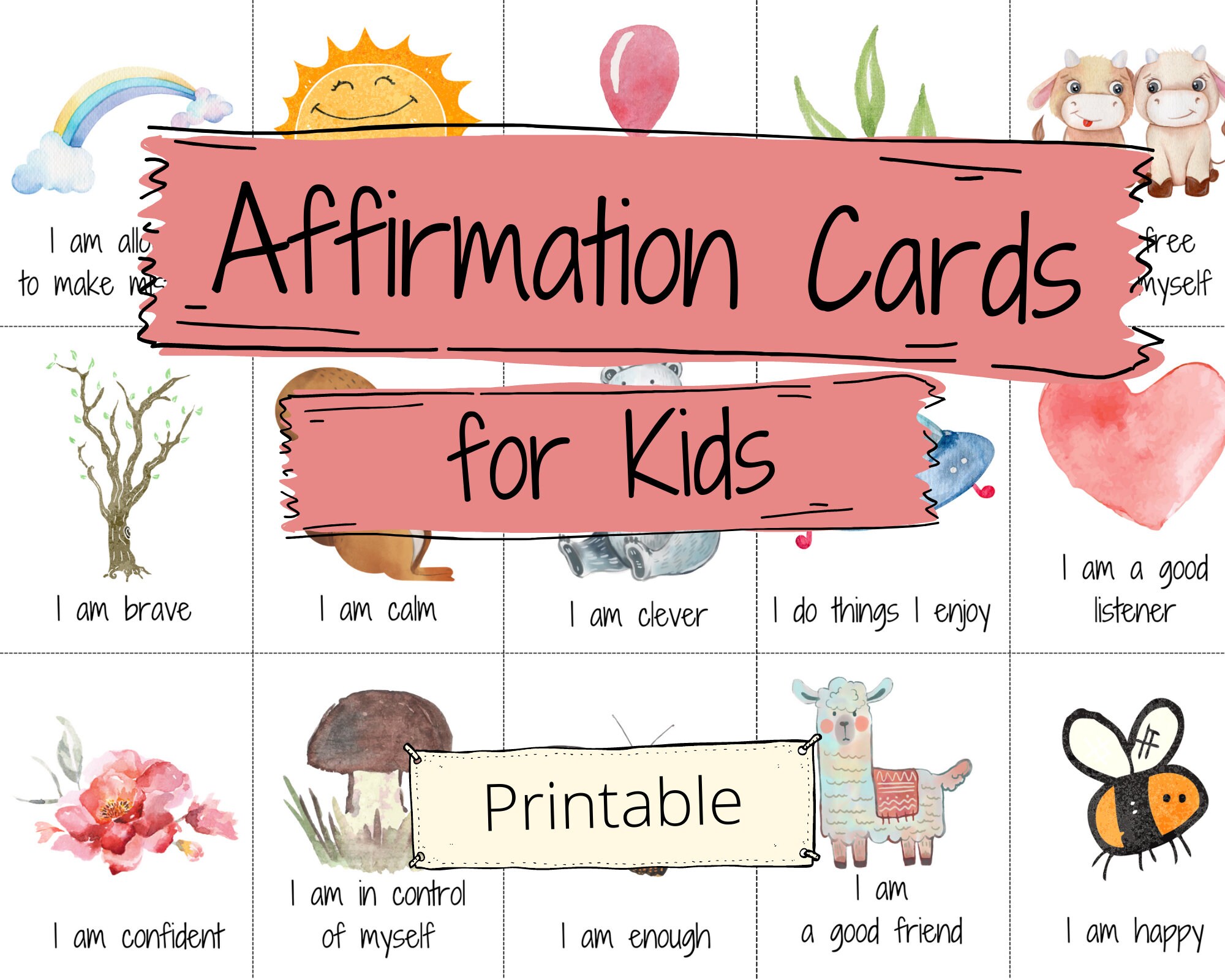 Affirmation Cards for Kids Printable Affirmation Cards | Etsy