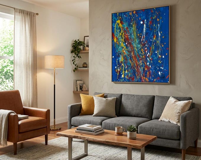 Astral Abstract Wall Art, Vibrant Cosmic Painting, Modern Decor