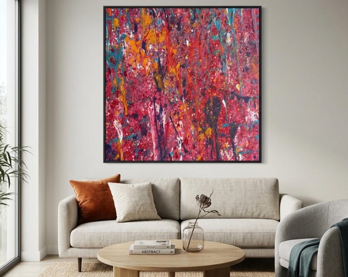 Oriental Silk VibrantAbstract Expressionist Painting, Colorful Modern Art (Digital Download)