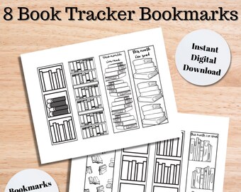 Bookshelf Book Tracker Bookmarks | Coloring Printable (Digital Download)
