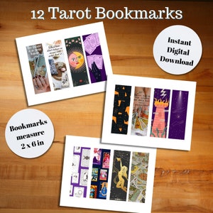 12 Tarot Printable Bookmarks | Digital Instant Download Bookmarks, Bookmark Printables, Occult Bookmarks, Printable Bookmark Set