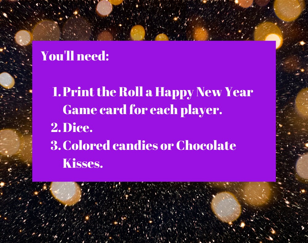 Roll a Happy New Year Printable Game Instant Download Etsy