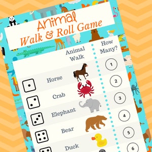 Preschool & Toddler Animal Walk and Roll Printable Game - Digital Download PDF