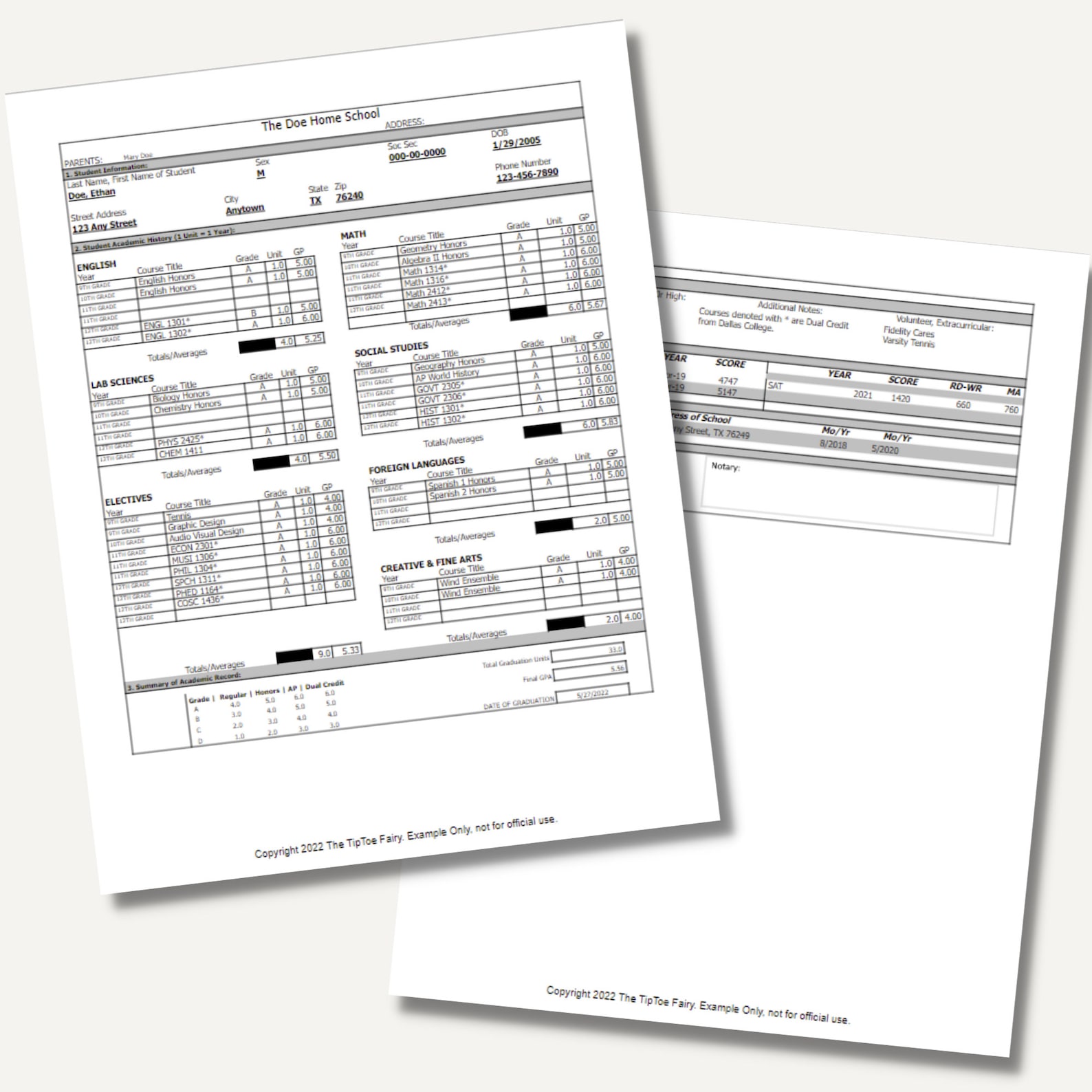High School Homeschool Transcript EDITABLE Printable Record Keeping high-school-homeschool-transcript-editable-printable-record-keeping
