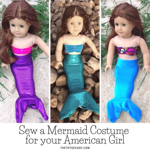 18-inch Doll A G Girl Mermaid Costume Sewing Pattern American Digital Download PDF