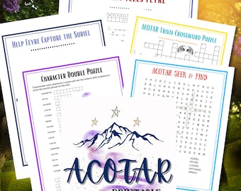 ACOTAR Inspired Party Games | Printable Book Club Game Bundle | Activities | Puzzles | Trivia | PDF | Printable