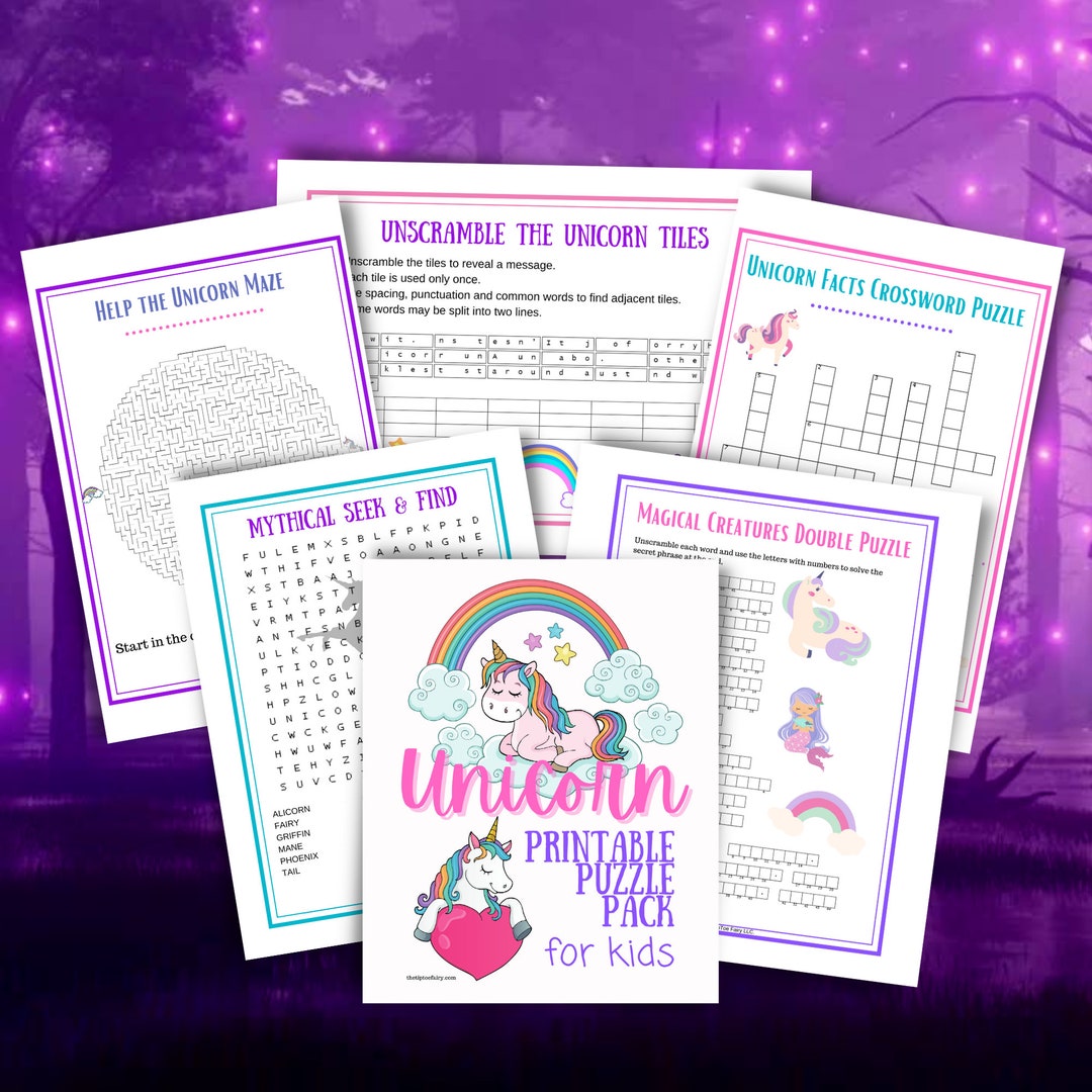Unicorn Activity Puzzles - Digital Download - Alicorn | Magical ...