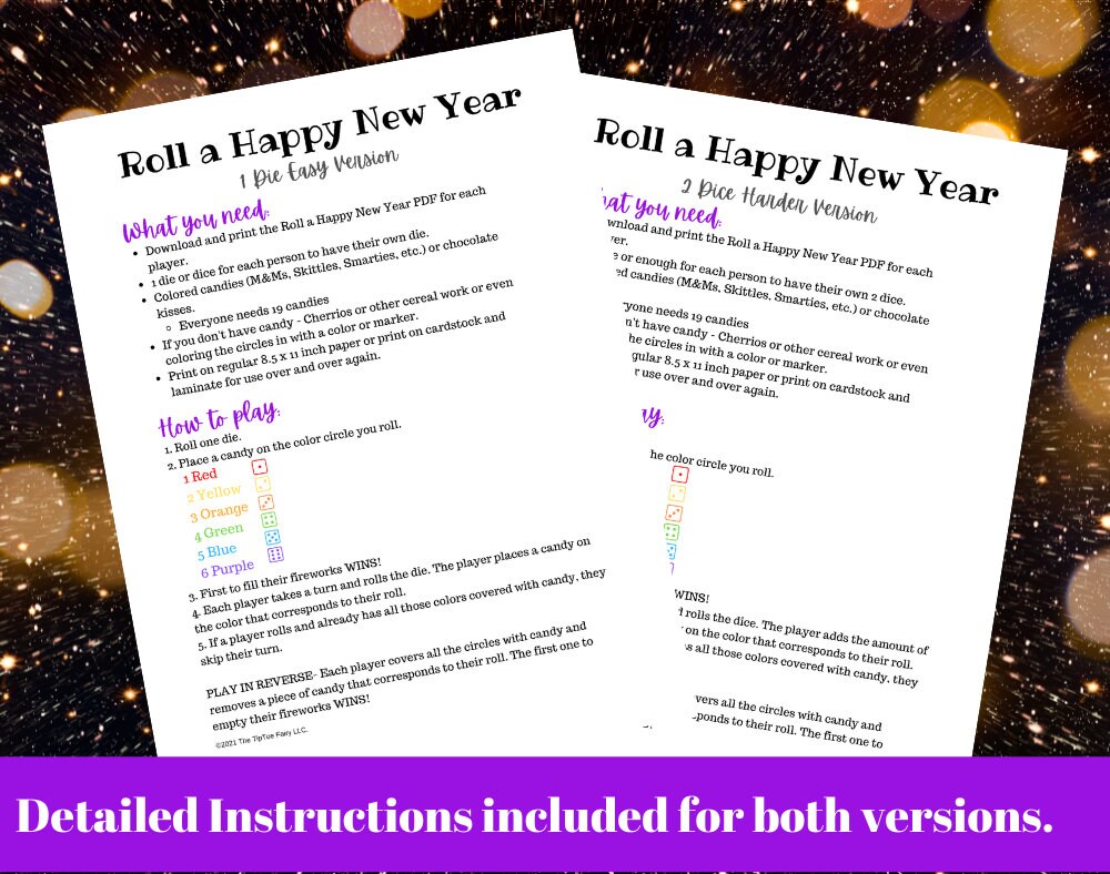 Roll a Happy New Year Printable Game - Instant Download - Etsy