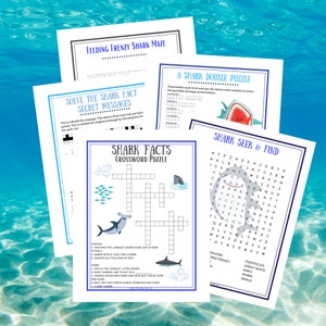 Shark Activity Puzzles - Digital Download - Ocean | Under the Sea | Fish - PDF