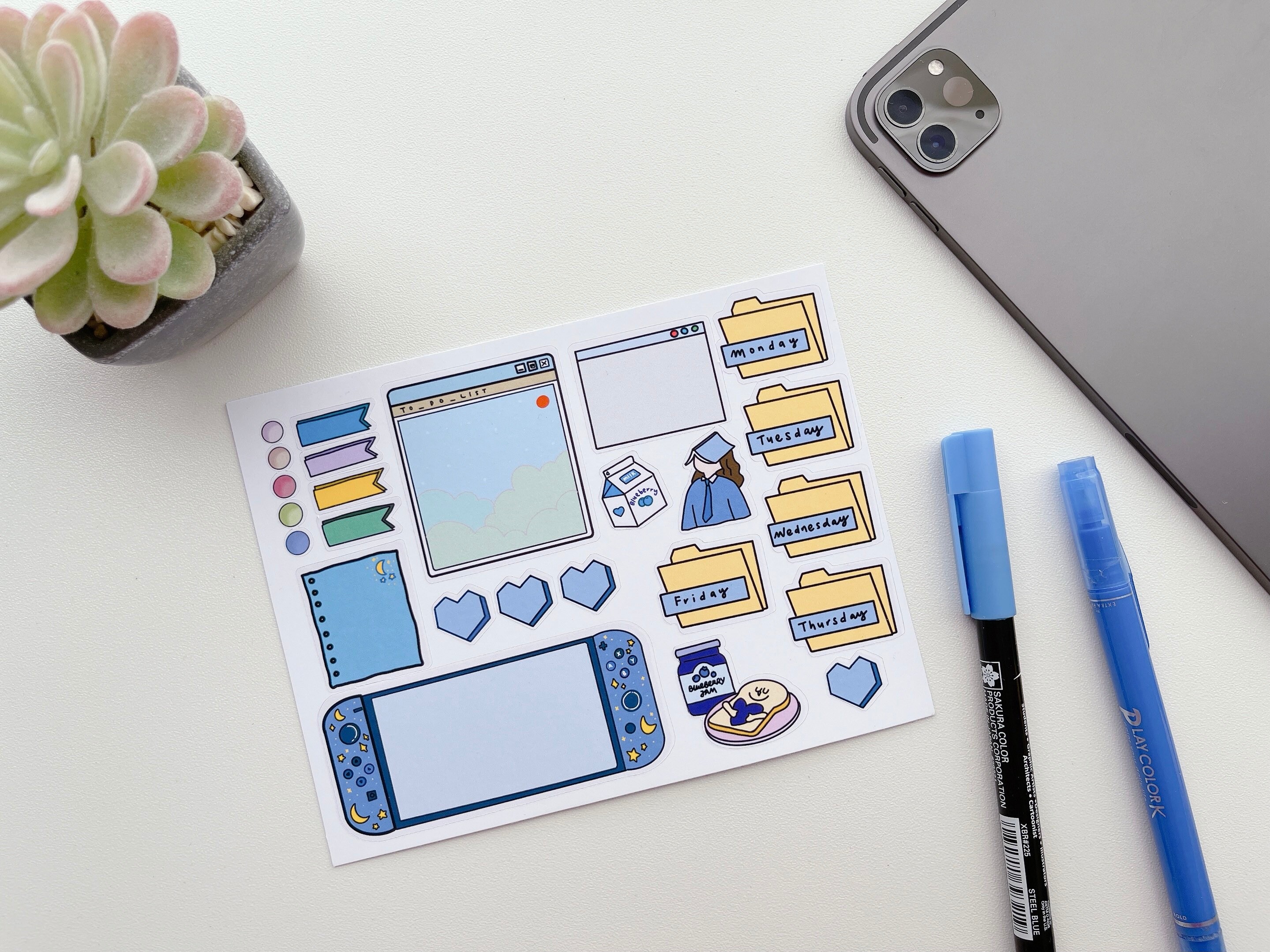 Blue Theme Stickers Etsy