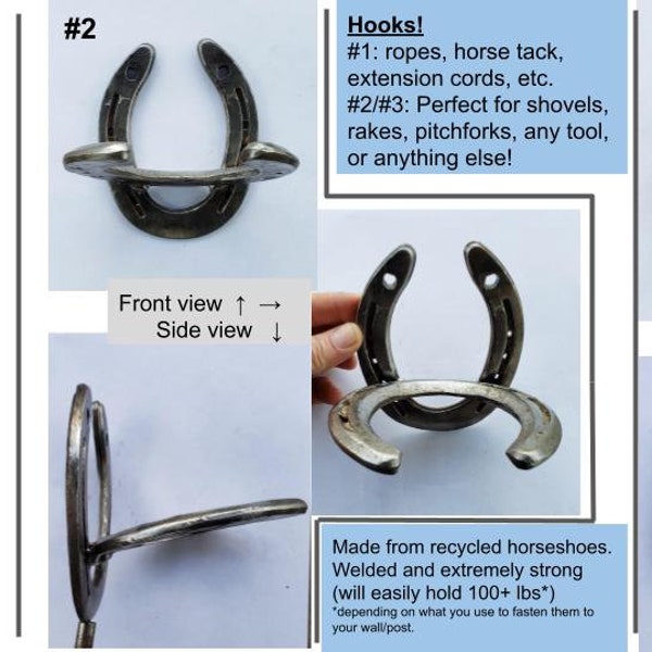 Horseshoe hooks - 3 styles