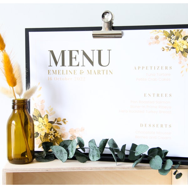 A4 Horizontal visual door in black wood double-sided to display your communications and menus on your restaurant table.