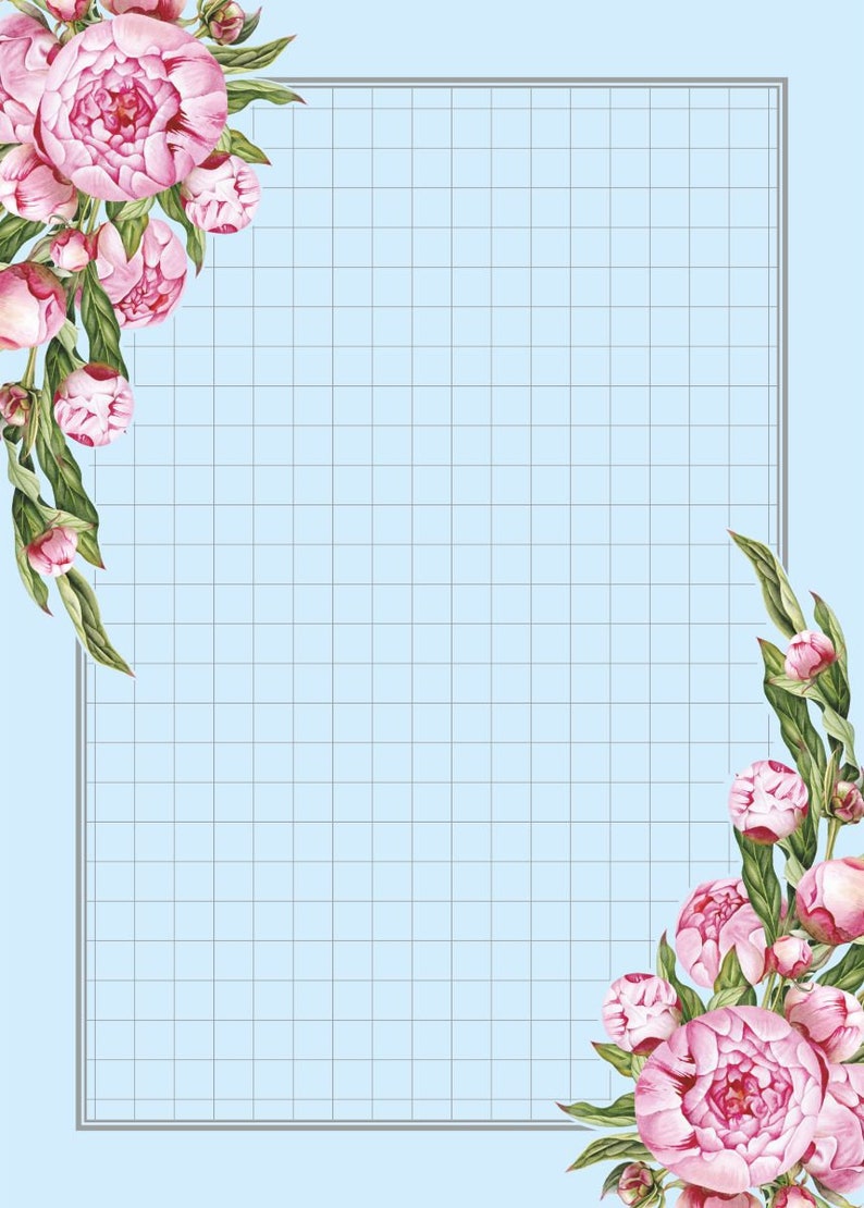 Stationery Notes Peony Notepad Illustrated Notepad Handmade Memo 10.5x14,8 cm 50 sheets,FORMAT A6 Cute Memo Pads Notes