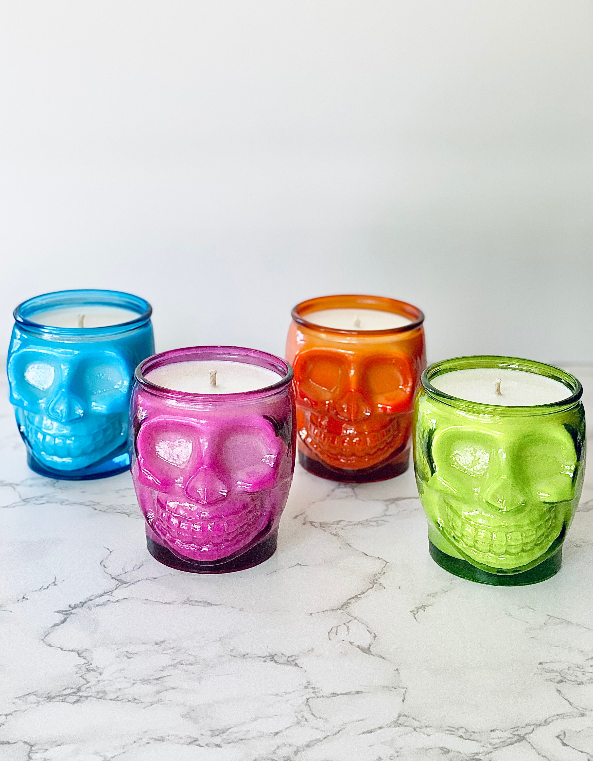 Quem Handmade Clear Glass Skull Candle with Glass Wick, Home and Offic –  Candyhill