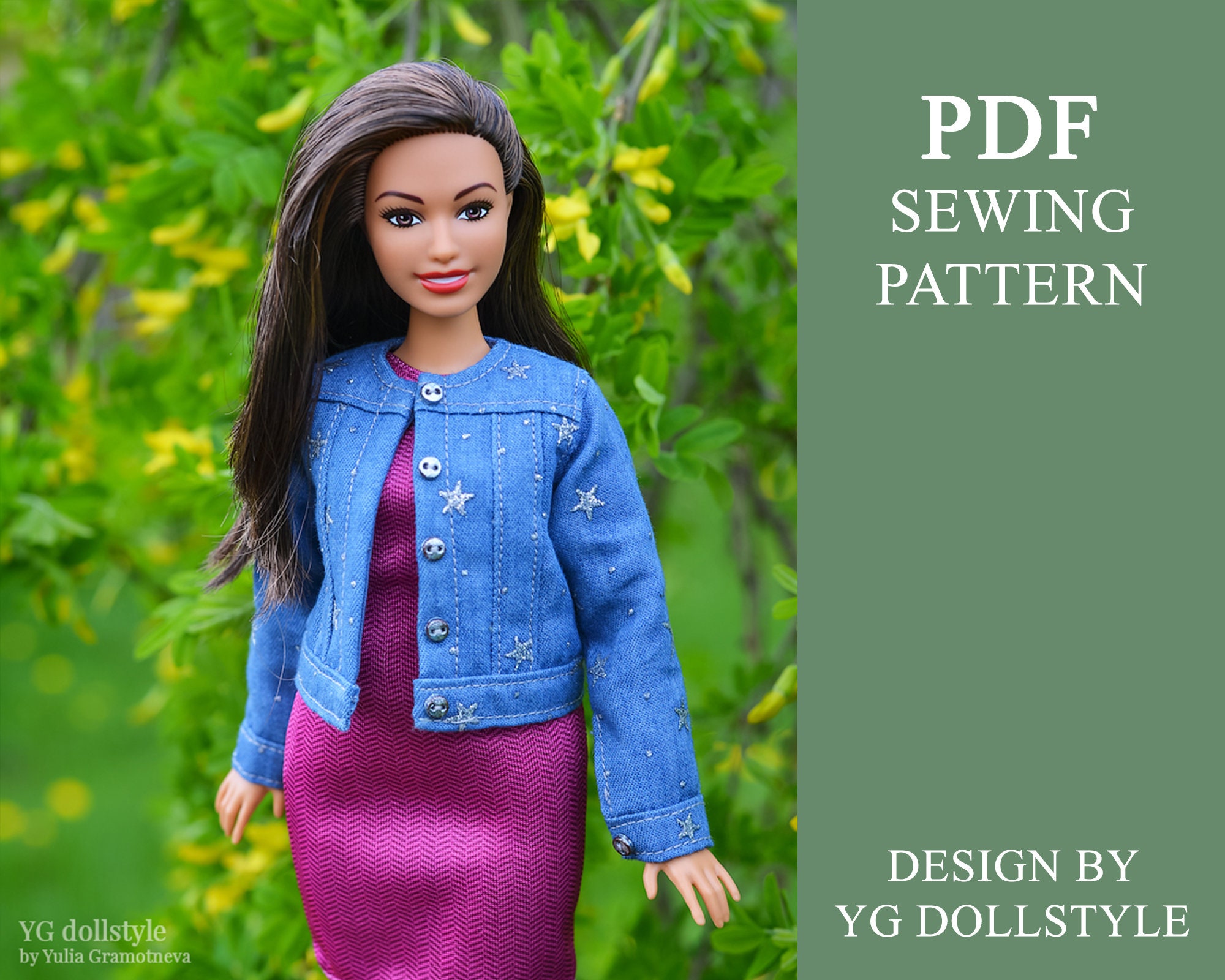 PDF Sewing Pattern Denim Jacket for Curvy Barbie Etsy