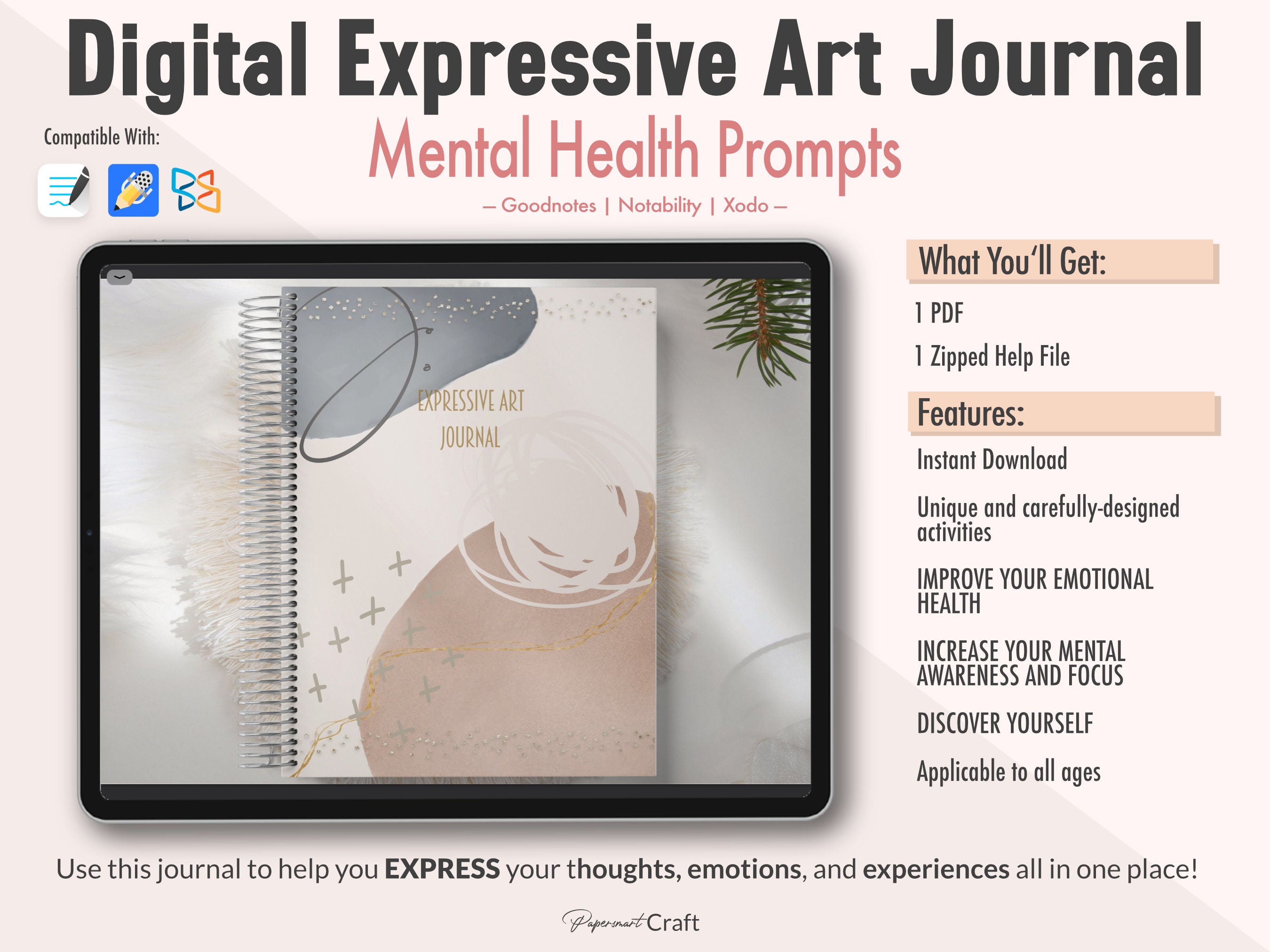 Mental Health Journal Art Therapy Journal PDF Therapeutic Etsy