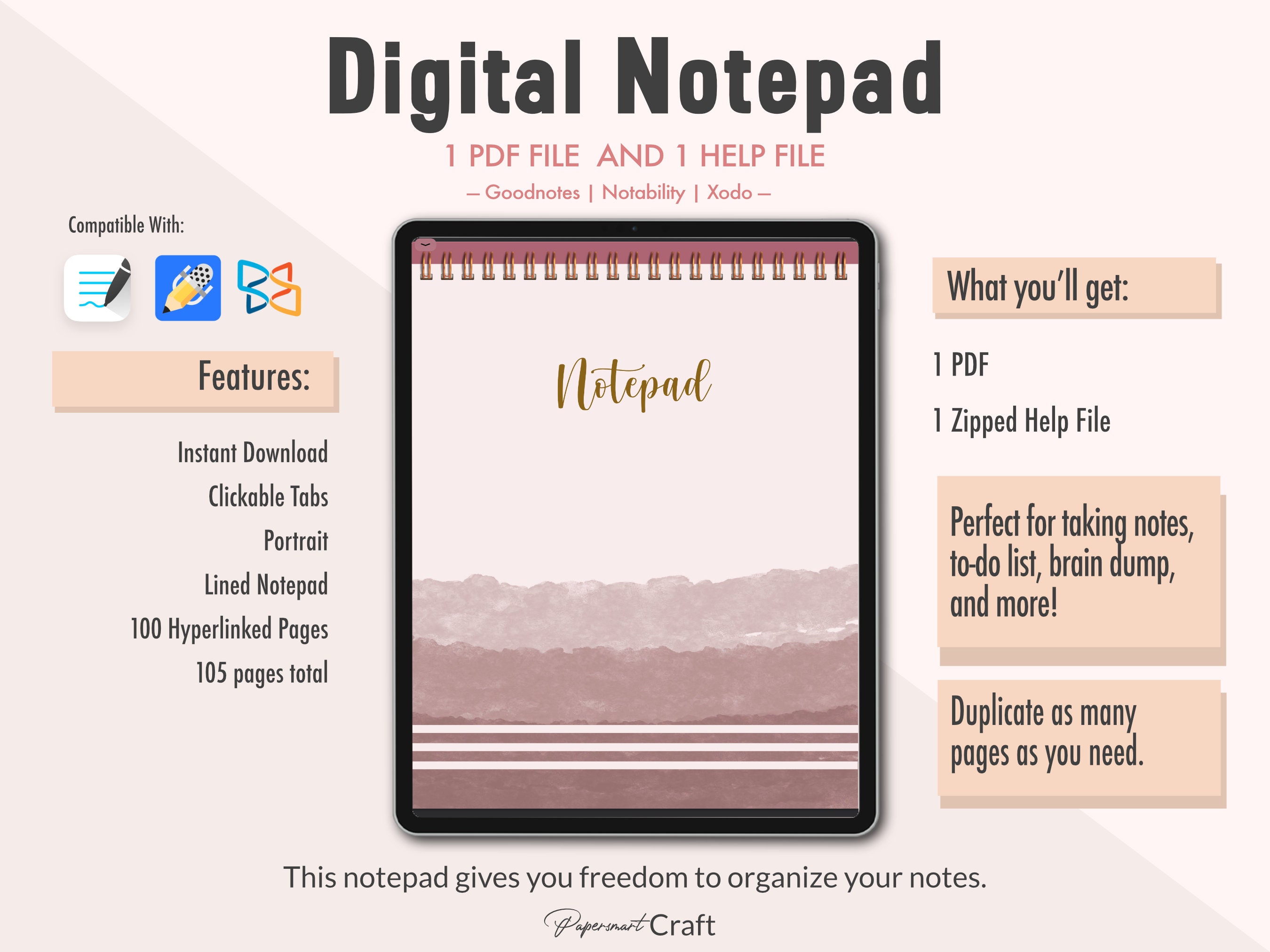 DIGITAL NOTEPAD Digital lined Note Pad Digital Notebook Etsy