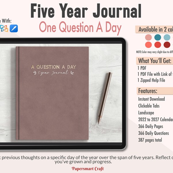 5 Year Journal - Etsy
