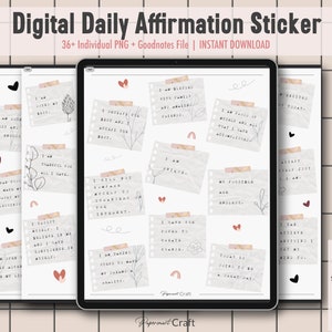 Daily Affirmation Sticker Set, Affirmation Stickers, Positive Sticker Set, Motivational stickers, Self Care Sticker, Goodnotes Sticker Pack