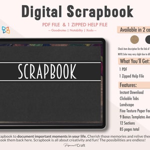 Digital Black Scrapbook, Digital Scrapbook Album, Memory Keeper Journal, Memory Book, Photo Album, Scrapbook for Goodnotes, Notability, etc.