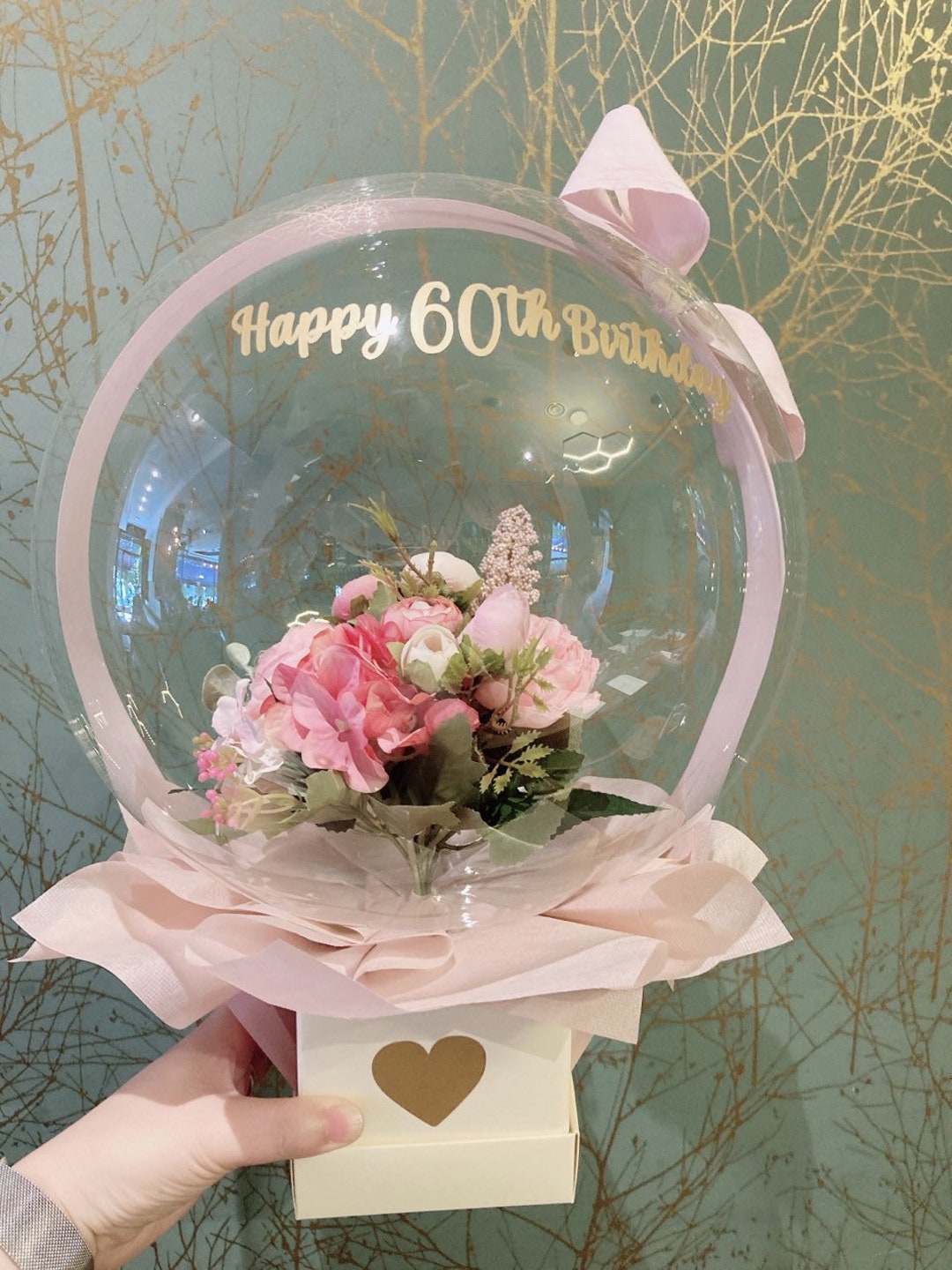 Happy Birthday Flowers in a Clear Balloon - Etsy