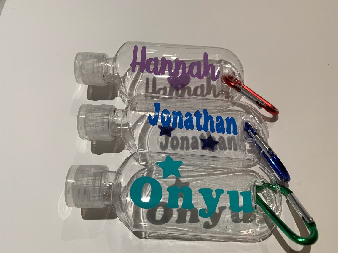 Empty Hand Sanitizer bottle with personalised name on Etsy