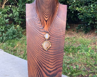 Collar de macramé de labradorita y piedra lunar hecho a mano, colgante de piedra preciosa natural bohemia, regalo artesanal único