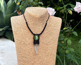 Prasiolith Point & Labradorit Halskette, Boho Stil Halskette, handgemachte Edelstein Halskette einzigartiges Geschenk