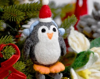 Australian Christmas Penguin Toy, Christmas Australian Toys, Wool Felt Toys, Christmas Hanging Ornament